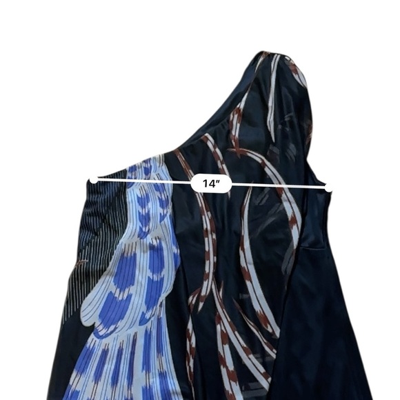 Vintage 60's Black Abstract Scarf One Shoulder Dress Theme Size S - Picture 9 of 12